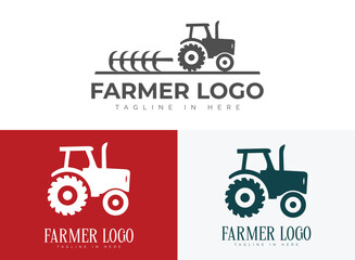 Farmar logo design, Tractor Logo,  illustration, machine, agricultural.