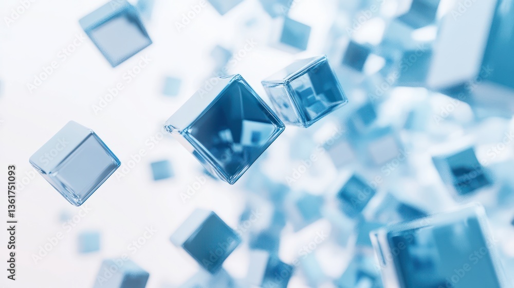 Poster abstract 3d floating cubes. background is light. use in design templates