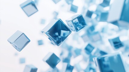 Abstract 3D floating cubes. Background is light. Use in design templates