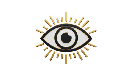 Fototapeta premium Isolated Evil Eye Logo with Gold Rays