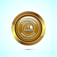 Water absorbent icon design illustration, Water drop absorb sign, symbol, Gold color round button design