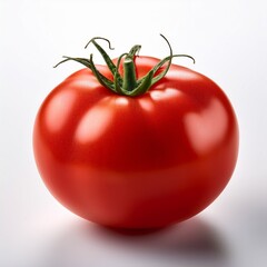 Red tomato on the table, white background