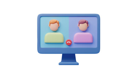 Isolated Video Call Icon on Computer Screen with Two People