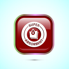 Water absorbent icon design illustration, Water drop absorb sign, symbol, Red color square button design