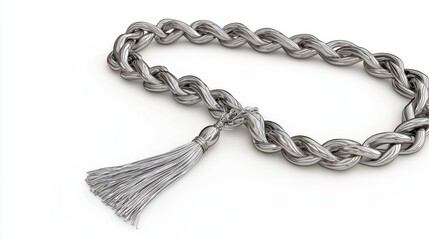 Obraz premium Silver Twisted Rope Chain Necklace with Tassel Pendant