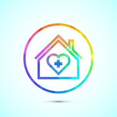 Home care icon design illustration, House care logo icon low poly style