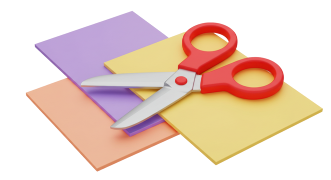 Isolated Scissors Cutting Colorful Paper