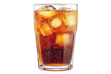 A Refreshing Glass Of Cola, Perfectly Chilled With Ice Cubes, Creating A Bubbly, Delicious Summer Drink Against A Clean Isolated on Transparent Background