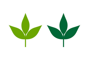 Green leaves icons. Plants design element. Vector illustration.
