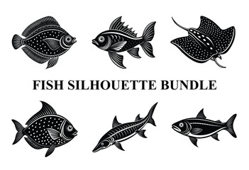 Fish Silhouette Bundle | Marine Life Clipart | Fishing Vector Graphics