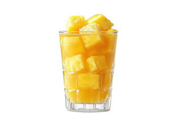 A Refreshing Glass Of Sunshine Juicy Pineapple Chunks Swimming In A Vibrant, Golden Elixir, Captured Against A Bright Isolated on Transparent Background
