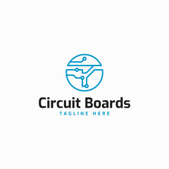 outline circuit boards logo business vector design template. creative digital electric circuit logo design vector illustration with modern, simple and elegant styles