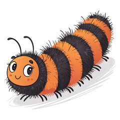 Create a bold vector illustration of a fuzzy woolly bear cat, using strong, impactful strokes and a playful style.  Focus on texture and a whimsical feel.