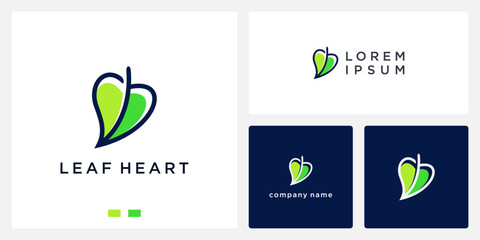 Leaf heart logo design abstract