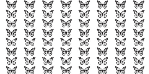 Silhouette of Flying Butterflies on a White Background.EPS 10