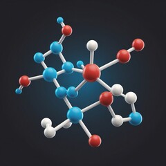 3D model of a molecule with molecular structure isolated on white background