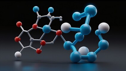 3D model of a molecule with molecular structure isolated on white background