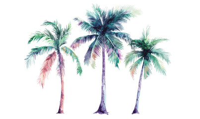 Watercolor Coconut Trees Clipart Perfect for Summer Graphic Design Projects
