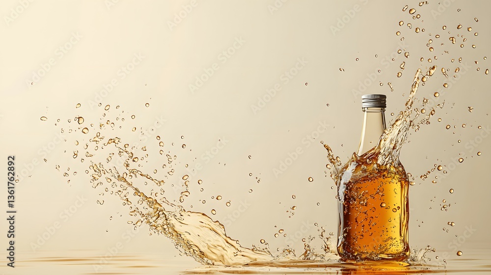 Aufkleber a bottle of beer splashing into water with copy space for text or graphic design elements
