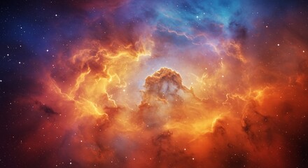 Fototapeta premium Cosmic Nebula Dramatic Red Blue Swirl. AI Generated