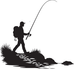 Fisherman Silhouette Vector Design