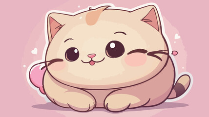 Fototapeta premium Cute kawaii chubby cat winking with adorable expression