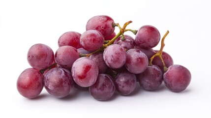 Fototapeta premium Fresh Red Grapes Cluster Against White Background