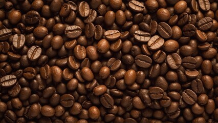Obraz premium Aromatic Abundance: An Engaging Close-Up of Rich, Roasted Coffee Beans, Ready to Brew the Perfect Cup and Awaken Your Senses.