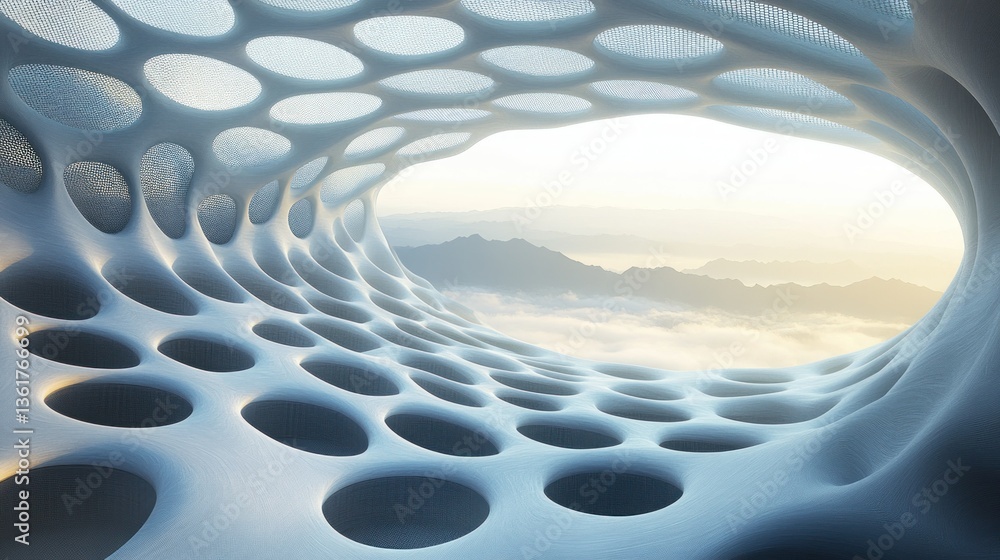 Poster abstract architectural tunnel with a view