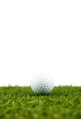 A single white golf ball against a pure white backdrop, object, iron