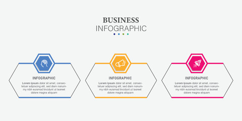 3 Tabs presentation business infographic template vector.