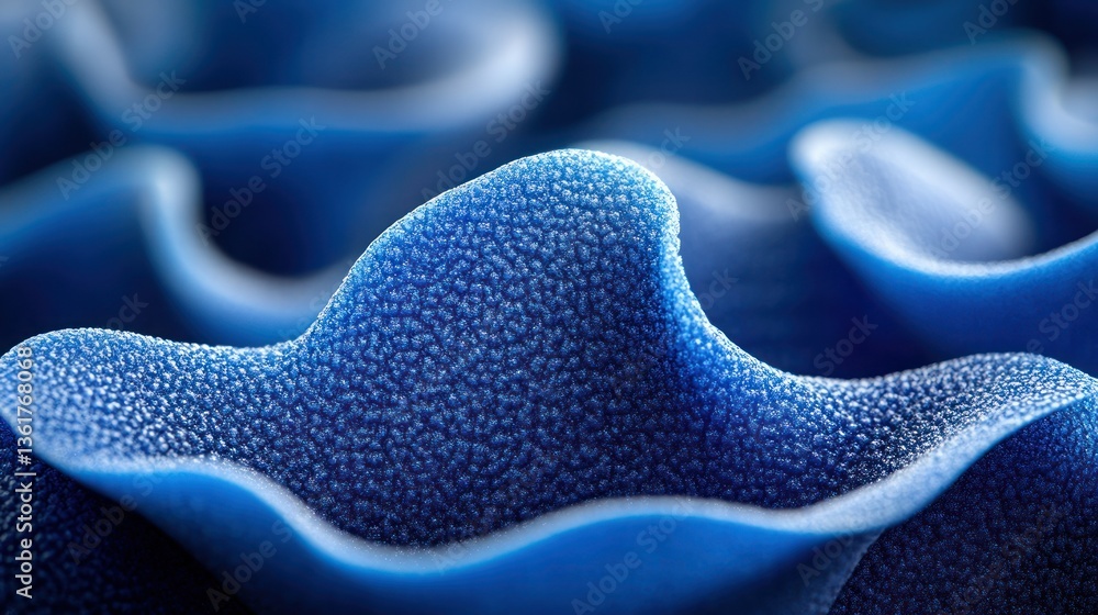 Poster abstract blue textured wavy forms. close-up view of intricate, undulating shapes