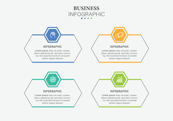 4 Tabs presentation business infographic template vector.
