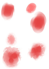 丸い赤色の滲んだシンプルな水彩のインクの背景素材セット