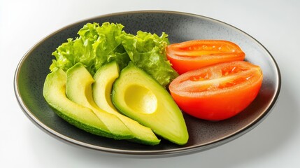 Fresh Avocado and Veggies on a White Background