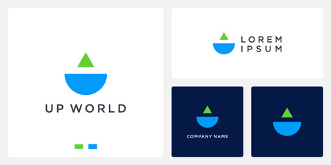 Earth mountain arrow logo design