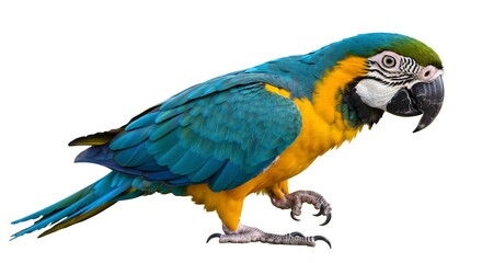 Fototapeta premium Vibrant Parrot Standing Proudly Against a White Background