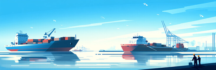 Fototapeta premium Cargo ship Sea Transport Logistic Container freight