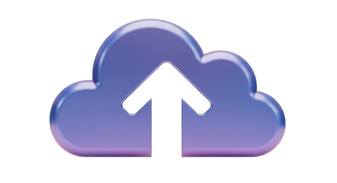 Isolated Cloud with Upward Arrow Symbolizing Upload