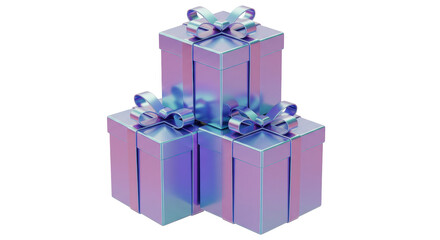 Isolated Stack of Gift Boxes with Ribbons