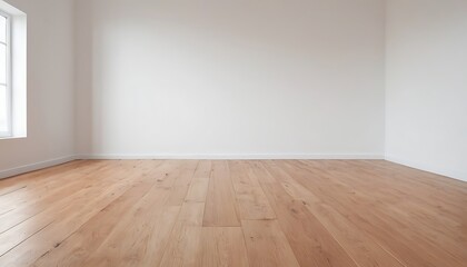 minimalist white room with clean wood grain floor, modern interior design background for product mockup showcase,display, floor, 34