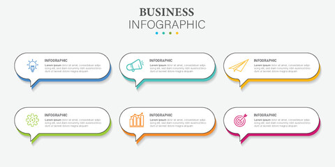 6 tabs presentation business infographic template vector.