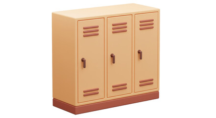 Isolated Yellow School Lockers with Red Accents 3D Rendering