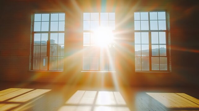 Bright Sunlight Streaming Through Large Windows in Loft - Powered by Adobe