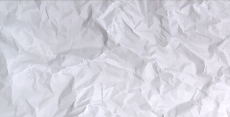 Obraz premium Crumpled grey paper texture. Abstract white background with wrinkled cardboard texture. Vector illustration of a realistic origami page card folded and then unfolded sheet of paper.