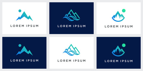 Set of Outdoor mountain logo design template