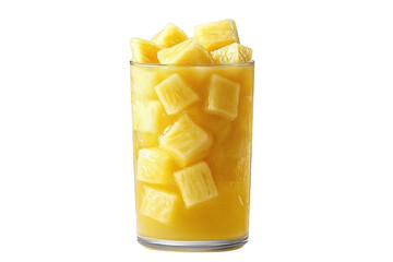 Refreshing Pineapple Chunks In A Tall Glass, Bursting With Juicy Sweetness And Vibrant Golden Hues Against A Bright Isolated on Transparent Background