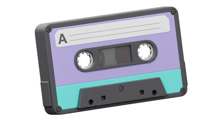 Isolated Retro Cassette Tape with Label