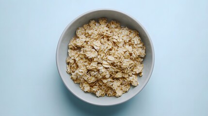 Overhead View of Oatmeal in a Bowl Healthy Breakfast Cereal Food