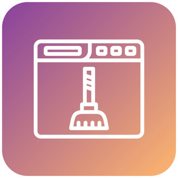 browser window with broom icon clip art preview